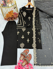 Black Color Sequence Work Georgette Salwar Suit