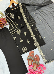 Black Color Sequence Work Georgette Salwar Suit