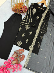 Black Color Sequence Work Georgette Salwar Suit