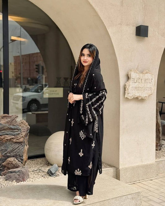 Black Color Sequence Work Georgette Salwar Suit