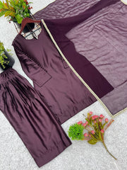 Good Looking Wine Color Plain Patiala Suit