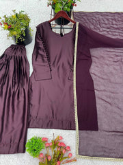 Good Looking Wine Color Plain Patiala Suit