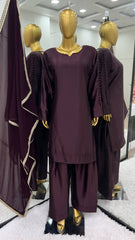 Good Looking Wine Color Plain Patiala Suit