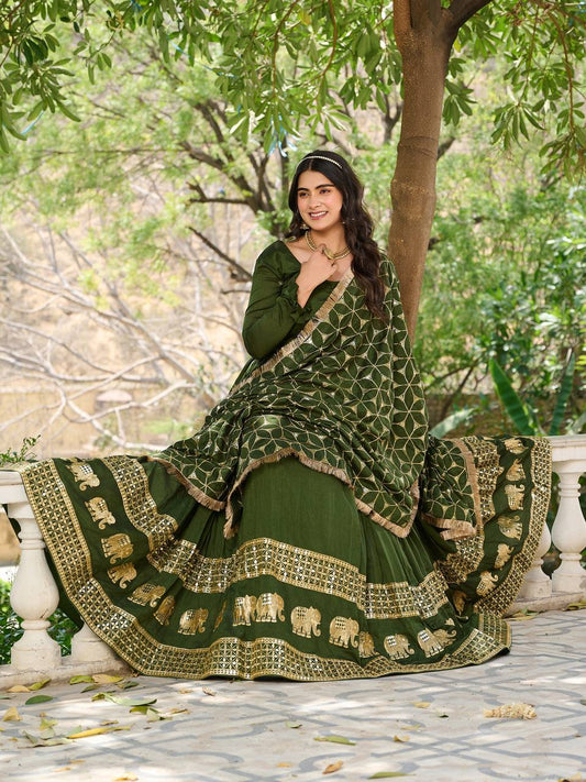 Heavy Sequence Border Work Green Color Long Gown