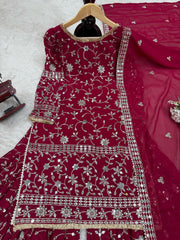 Festive Wear Pink Color Sequence Work Sharara Suit