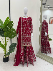 Festive Wear Pink Color Sequence Work Sharara Suit