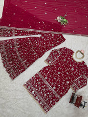 Festive Wear Pink Color Sequence Work Sharara Suit