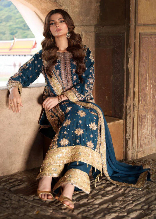 Awesome Heavy Work Georgette Blue Color Salwar Suit