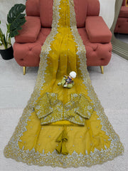 Wedding Thread & Sequence Work Light Pink Color Saree