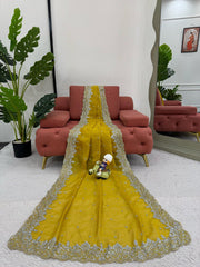 Wedding Thread & Sequence Work Light Pink Color Saree