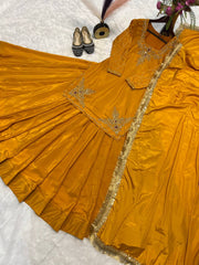 Designer Hand Work Yellow Color Top With Lehenga