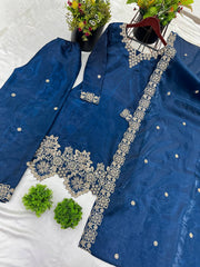 Elegant Jimmy Choo Silk Navy Blue Color Salwar Suit