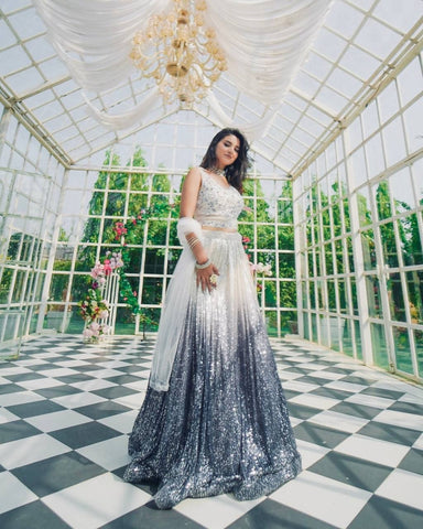 Double Shaded With Heavy Work White Lehenga Choli