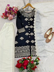 Stylish Sequence Work Black Color Palazzo Suit