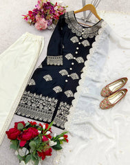 Stylish Sequence Work Black Color Palazzo Suit