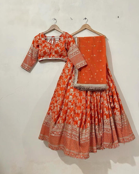 Amazing Sequence Work Orange Color Lehenga Choli