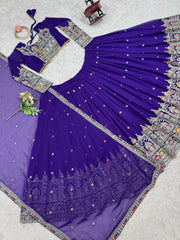Thread with Sequence Work Purple Color Lehenga Choli