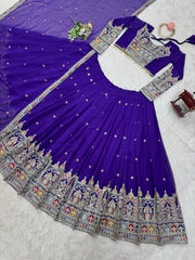 Thread with Sequence Work Purple Color Lehenga Choli