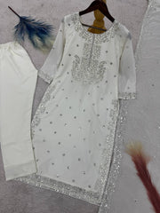 Shining  Work White Color Salwar Suit