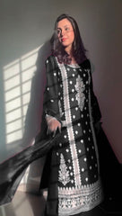 Presenting Chine Stitch Work Black Color Palazzo Sui