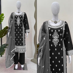 Presenting Chine Stitch Work Black Color Palazzo Sui