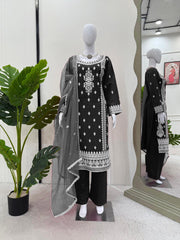 Presenting Chine Stitch Work Black Color Palazzo Sui
