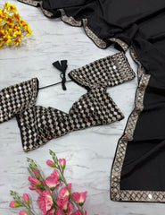 Preferable Black Color Crape Silk Designer Saree