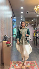 Amazing Heavy Sequence Work Green Color Dhoti Suit