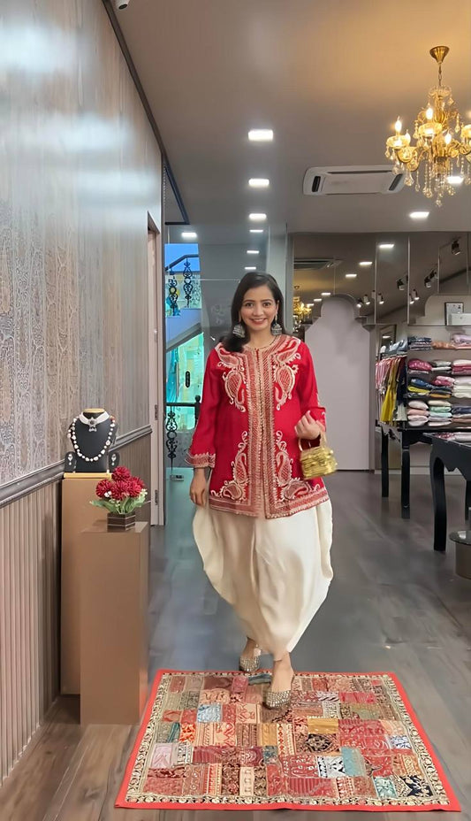 Amazing Heavy Sequence Work Pink Color Dhoti Suit