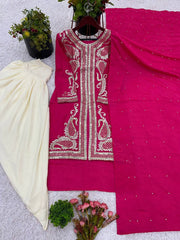 Amazing Heavy Sequence Work Pink Color Dhoti Suit