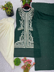 Amazing Heavy Sequence Work Green Color Dhoti Suit