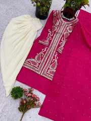 Amazing Heavy Sequence Work Pink Color Dhoti Suit