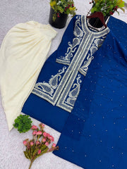 Amazing Heavy Sequence Work Navy Blue Color Dhoti Suit