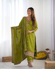 Green Color Embroidery With Sequence Work Salwar Suit
