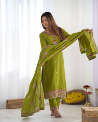 Green Color Embroidery With Sequence Work Salwar Suit