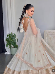 Fancy Sequence Work White Color Georgette Gown