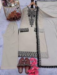 Casual Wear Embroidery Work Grey Color Salwar Suit
