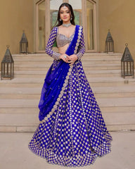 Embroidery With Sequence Work Blue Color Lehenga Choli