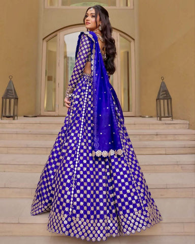 Embroidery With Sequence Work Blue Color Lehenga Choli