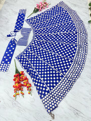 Embroidery With Sequence Work Blue Color Lehenga Choli