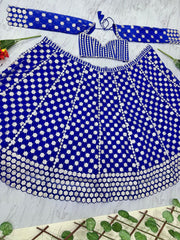 Embroidery With Sequence Work Blue Color Lehenga Choli