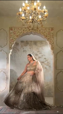 Bridal Wear Beige Color Heavy Work Lehenga Choli