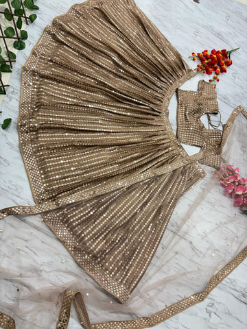 Bridal Wear Beige Color Heavy Work Lehenga Choli