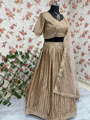 Bridal Wear Beige Color Heavy Work Lehenga Choli