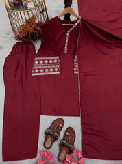 Amazing Maroon Palazzo Suit With Dupatta