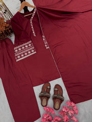 Amazing Maroon Palazzo Suit With Dupatta