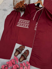 Amazing Maroon Palazzo Suit With Dupatta