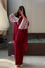 Amazing Maroon Palazzo Suit With Dupatta