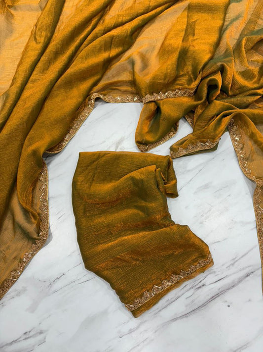 Awesome Fandy Crush Mustard Color saree