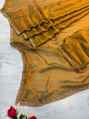 Awesome Fandy Crush Mustard Color saree